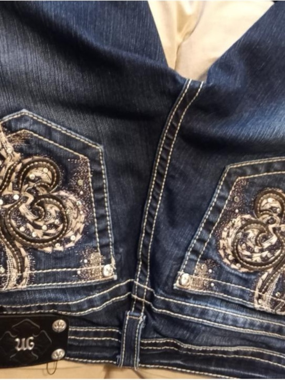 Dark Blue Embroidered Women's Jeans